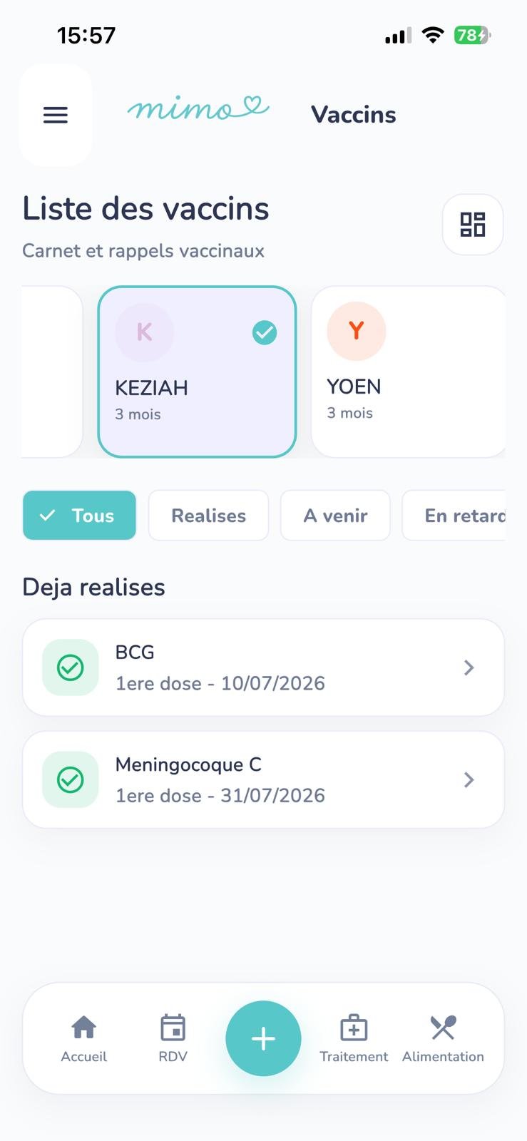 Carnet des vaccins et rappels de bébé dans Mimoo